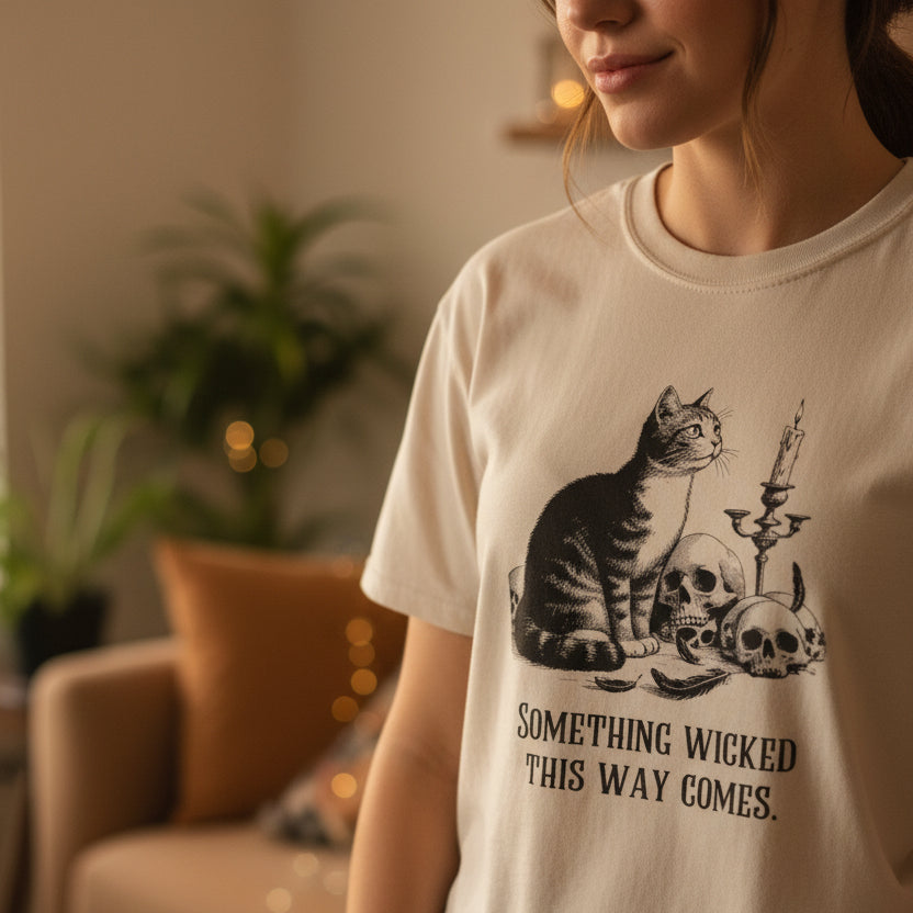 Something Wicked This Way Comes Cat Shirt – Gothic Cat Unisex Ultra Cotton Tee