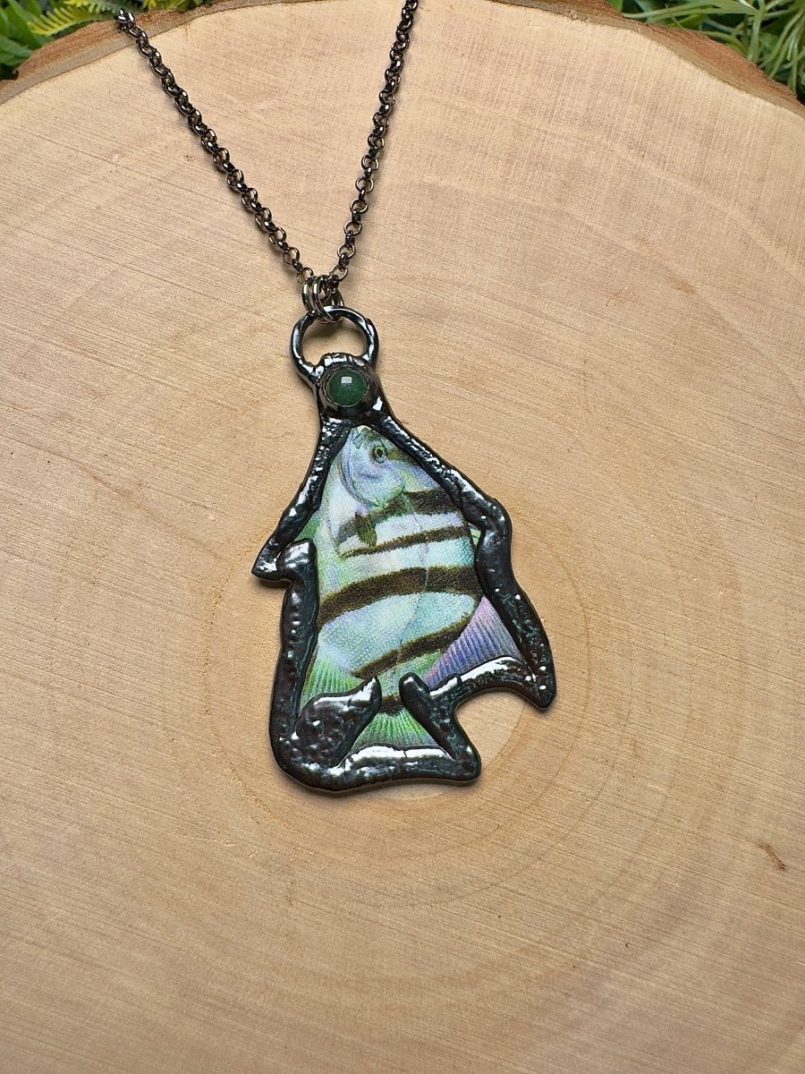 Spadefish and Green Aventurine Necklace