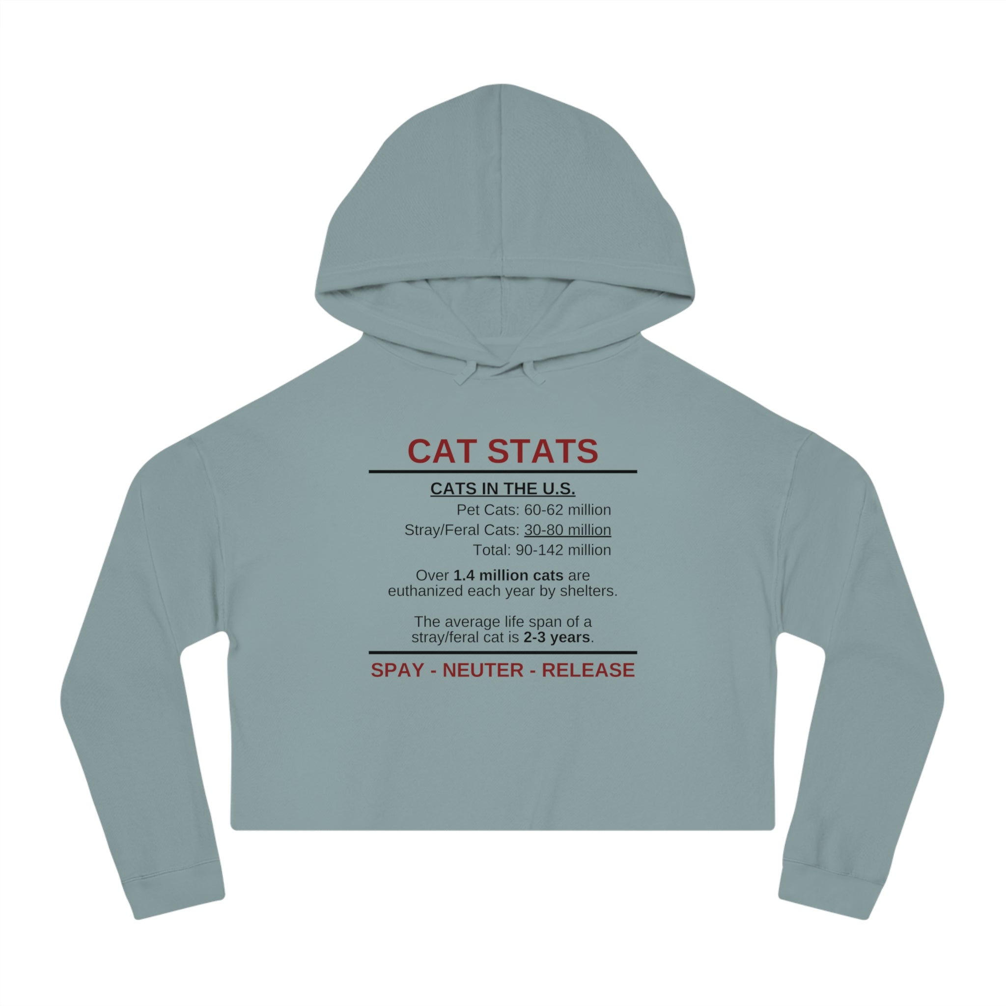Spay Neuter Release Women's Cropped Hooded Sweatshirt