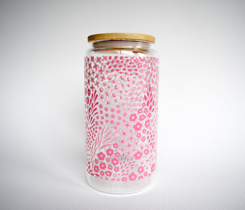 Special Edition: Blush Floral 16 oz. Glass Cup