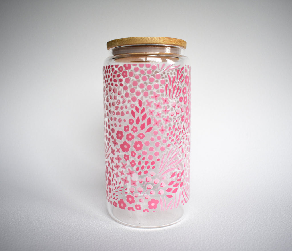 Special Edition: Blush Floral 16 oz. Glass Cup
