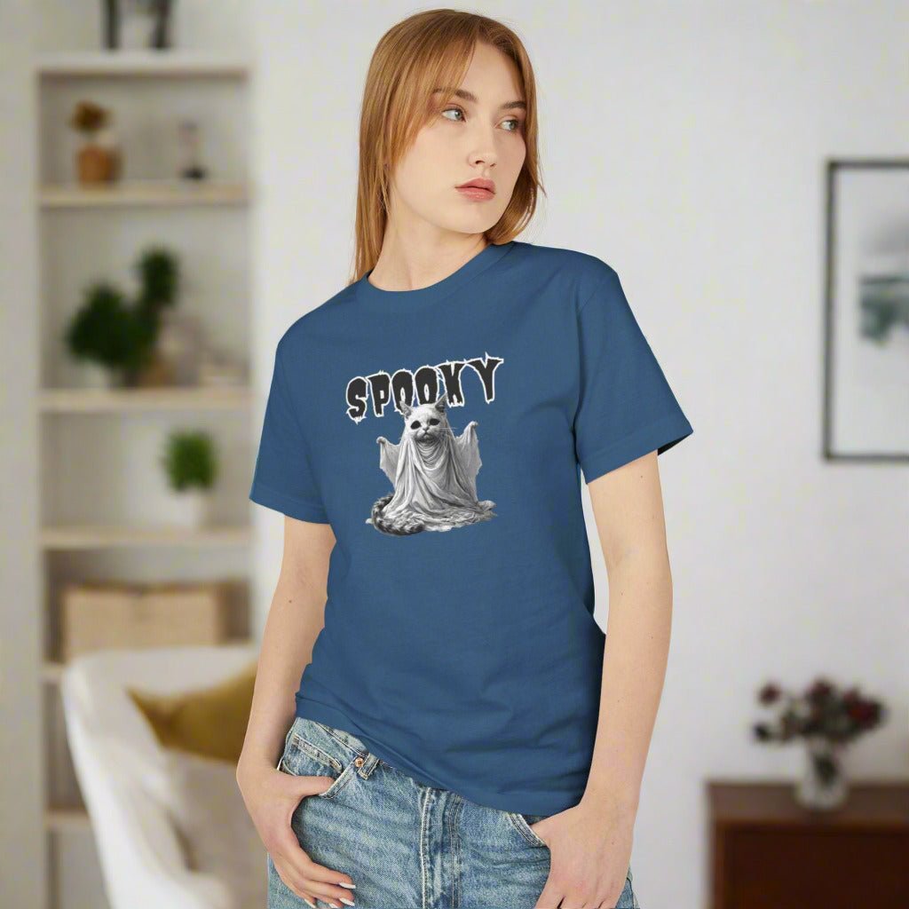 Spooky Ghost Kitty Halloween Unisex Tee