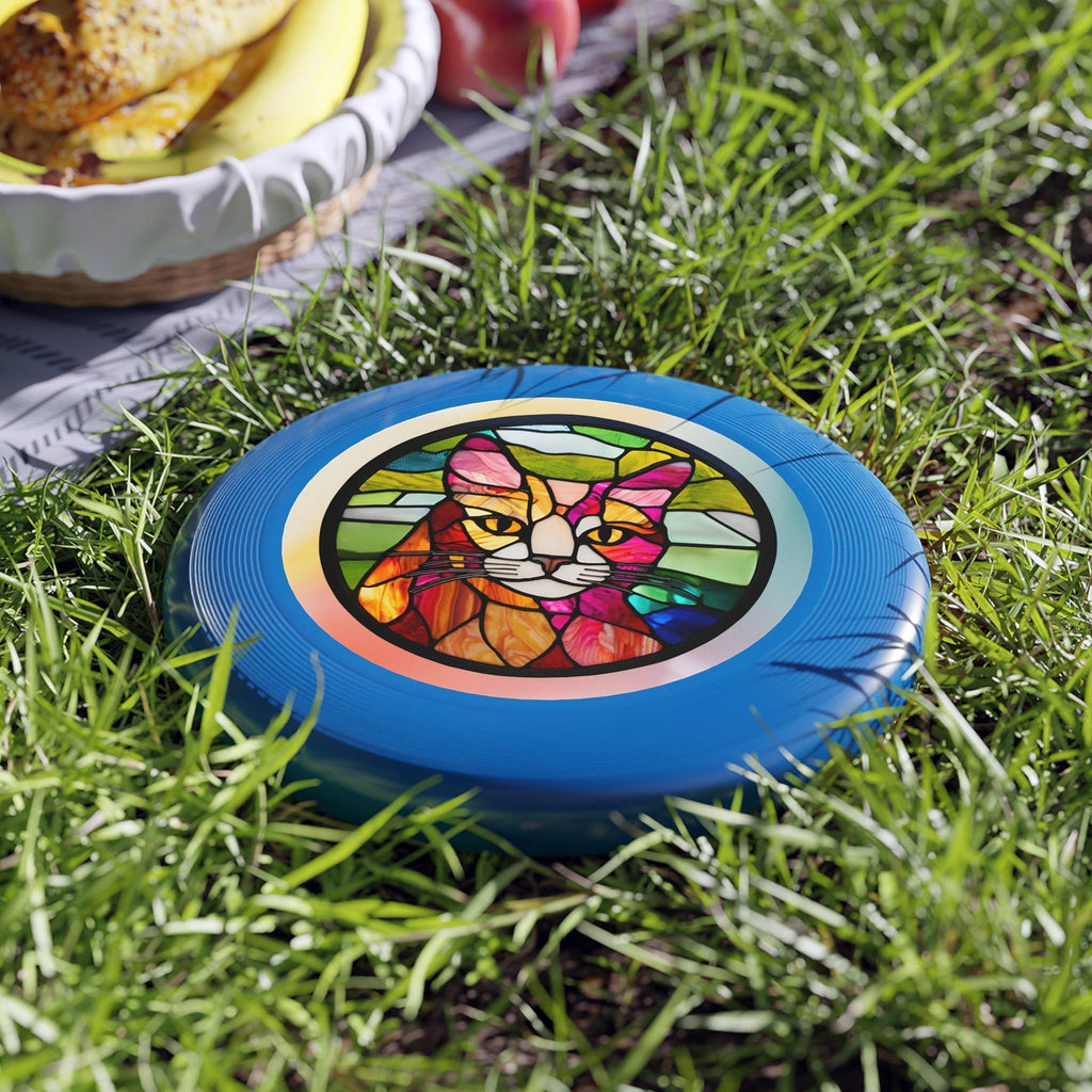 Stained Glass Cat Flying Disc - Colorful Outdoor Fun for Cat Lovers
