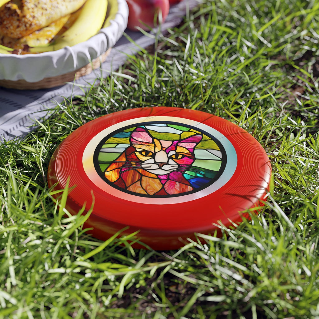 Stained Glass Cat Flying Disc - Colorful Outdoor Fun for Cat Lovers
