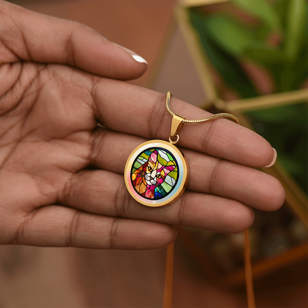 Stained Glass Kitty Necklace