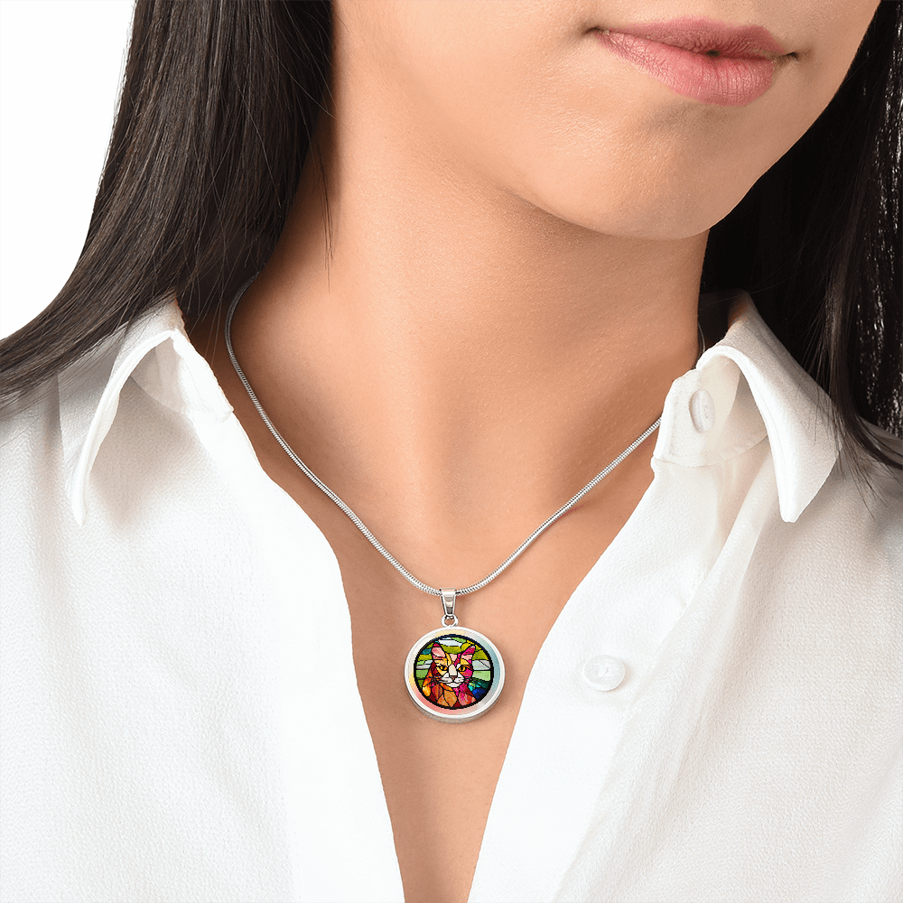 Stained Glass Kitty Necklace
