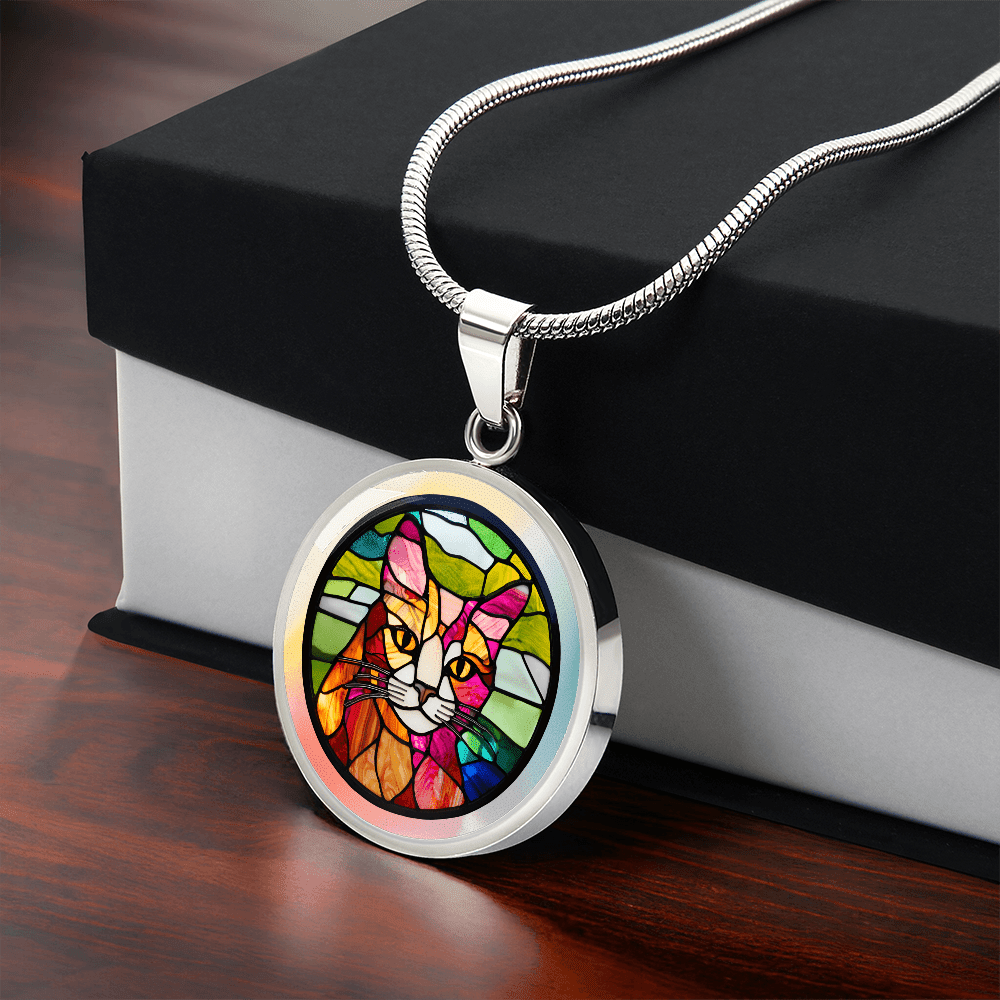Stained Glass Kitty Necklace