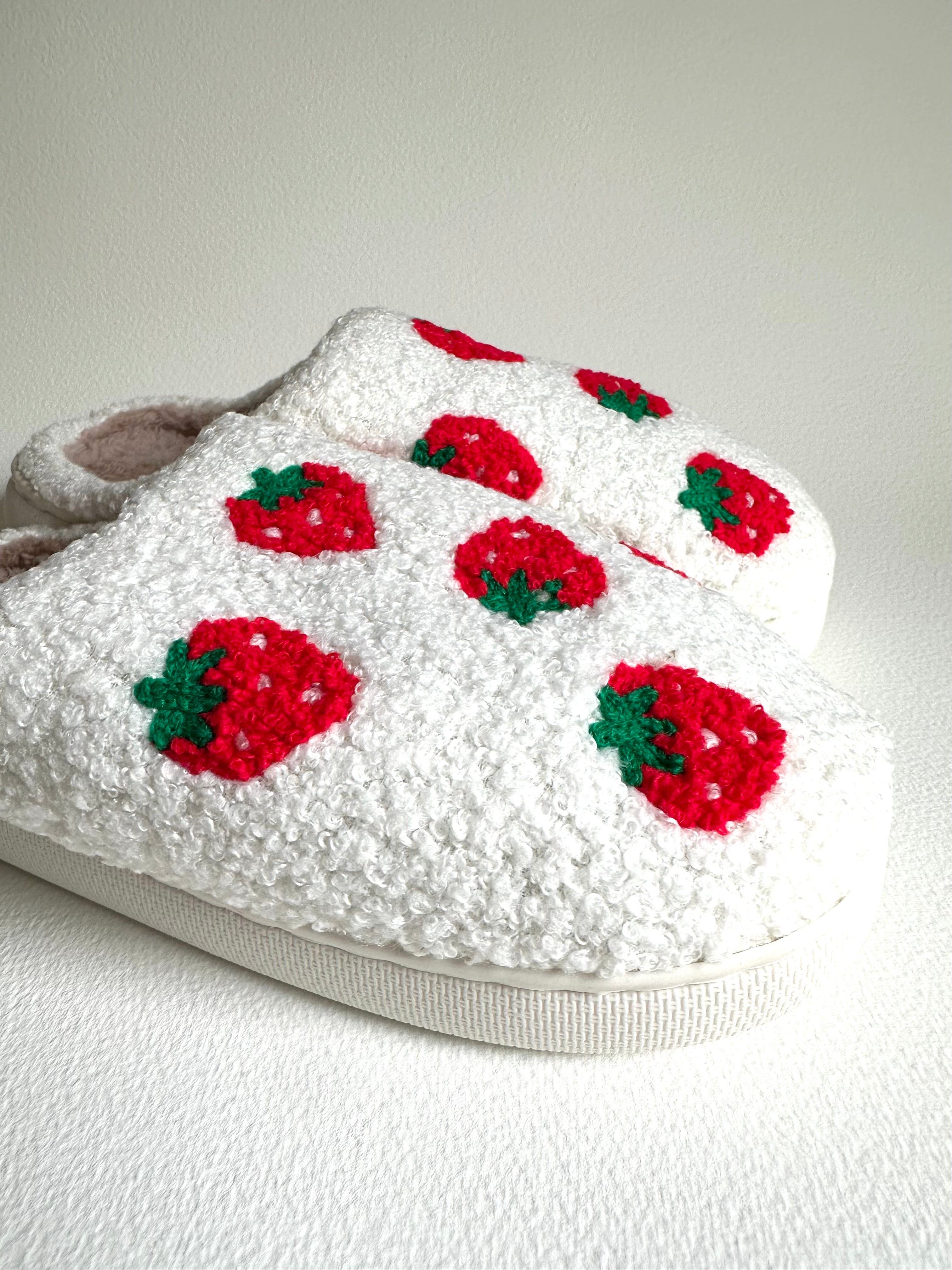 Strawberry Plush Slippers