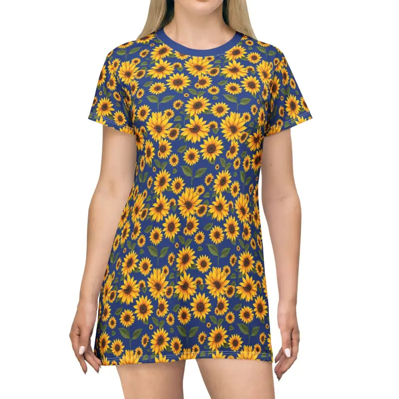 Ocean State Styles Sunflower Pattern T Shirt Dress Women