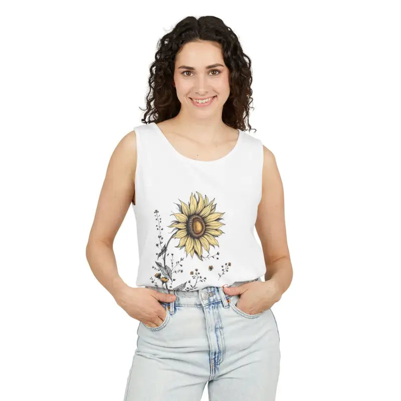Ocean State Styles Stay Golden Sunflower Tank Top Floral