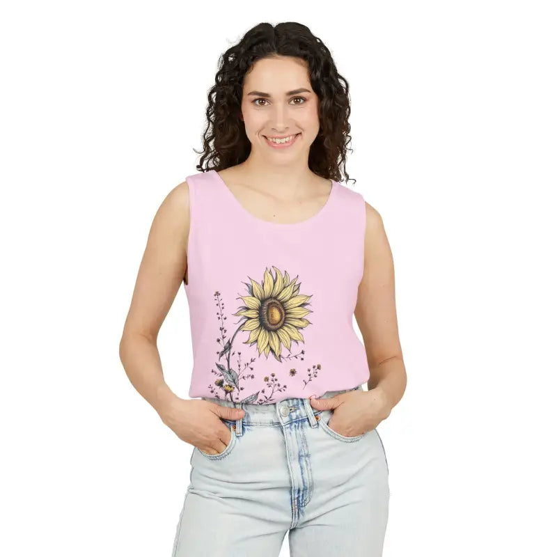 Ocean State Styles Stay Golden Sunflower Tank Top Floral