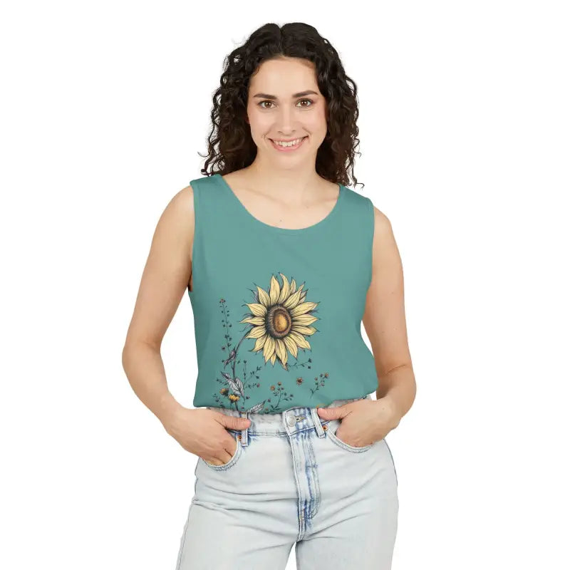 Ocean State Styles Stay Golden Sunflower Tank Top Floral