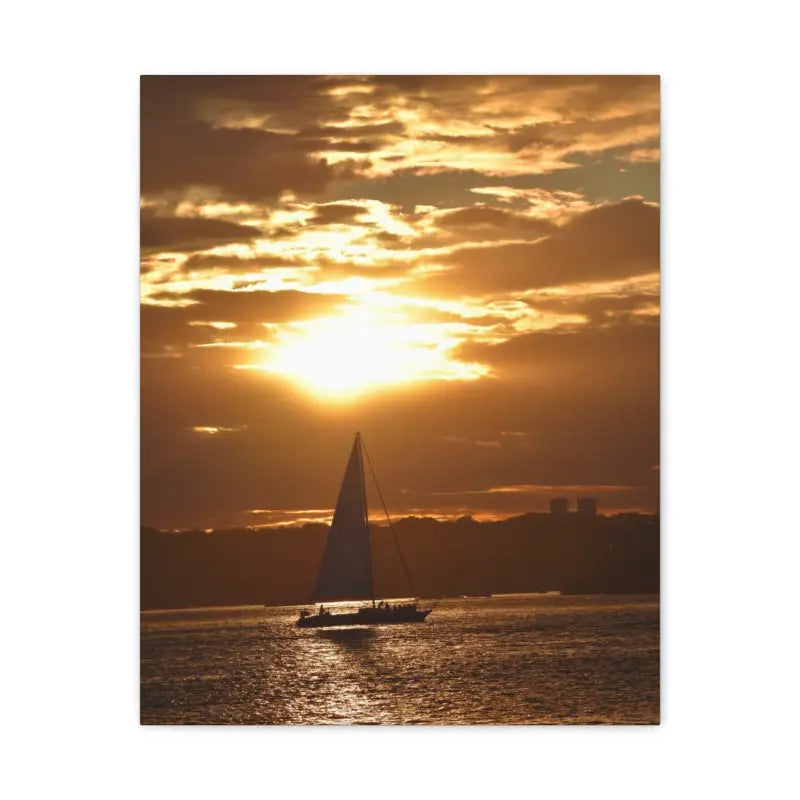 Ocean State Styles Canvas Print Sunset Sailboat Silhouette