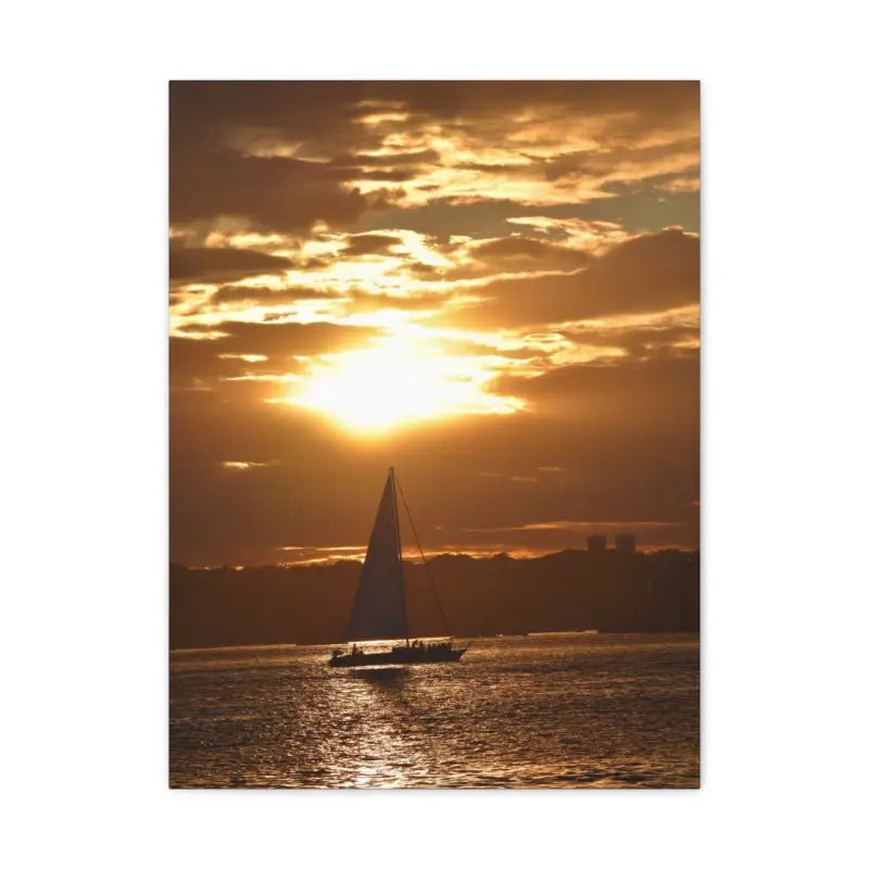 Ocean State Styles Canvas Print Sunset Sailboat Silhouette