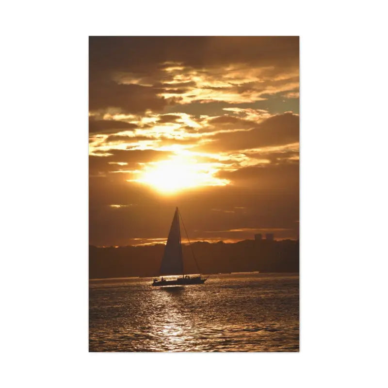 Ocean State Styles Canvas Print Sunset Sailboat Silhouette
