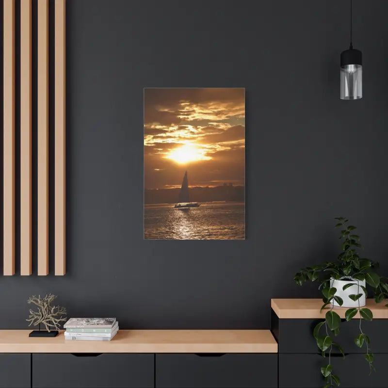 Ocean State Styles Canvas Print Sunset Sailboat Silhouette