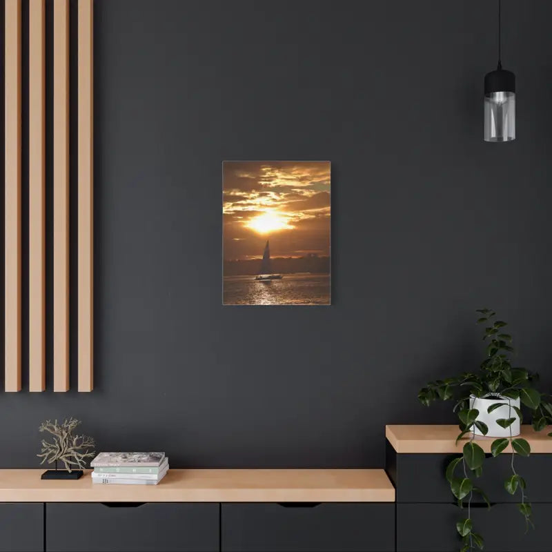 Ocean State Styles Canvas Print Sunset Sailboat Silhouette