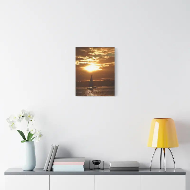 Ocean State Styles Canvas Print Sunset Sailboat Silhouette