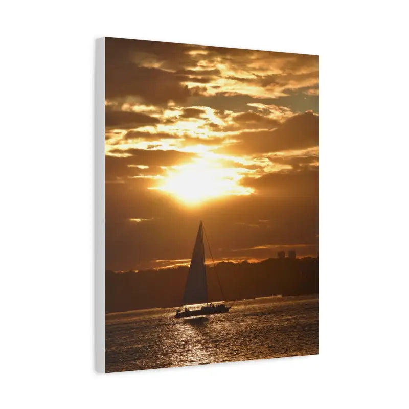 Ocean State Styles Canvas Print Sunset Sailboat Silhouette