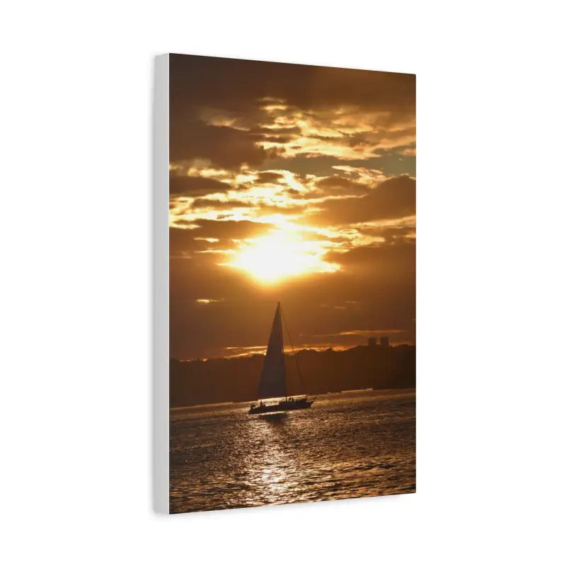 Ocean State Styles Canvas Print Sunset Sailboat Silhouette