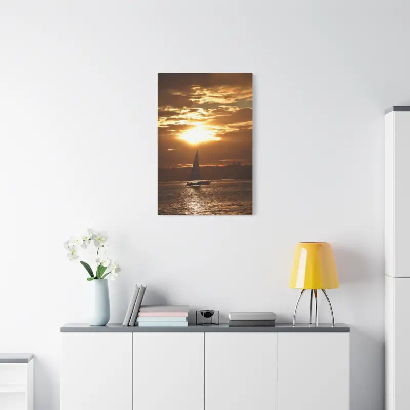 Ocean State Styles Canvas Print Sunset Sailboat Silhouette