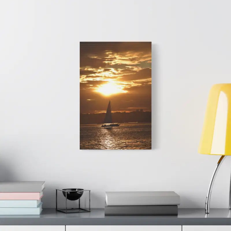 Ocean State Styles Canvas Print Sunset Sailboat Silhouette