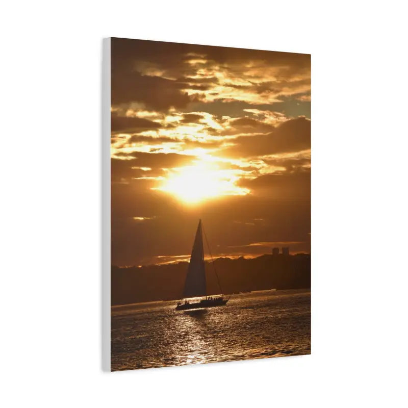 Ocean State Styles Canvas Print Sunset Sailboat Silhouette