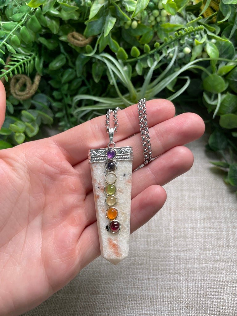 Sunstone and Chakra Crystal Necklace