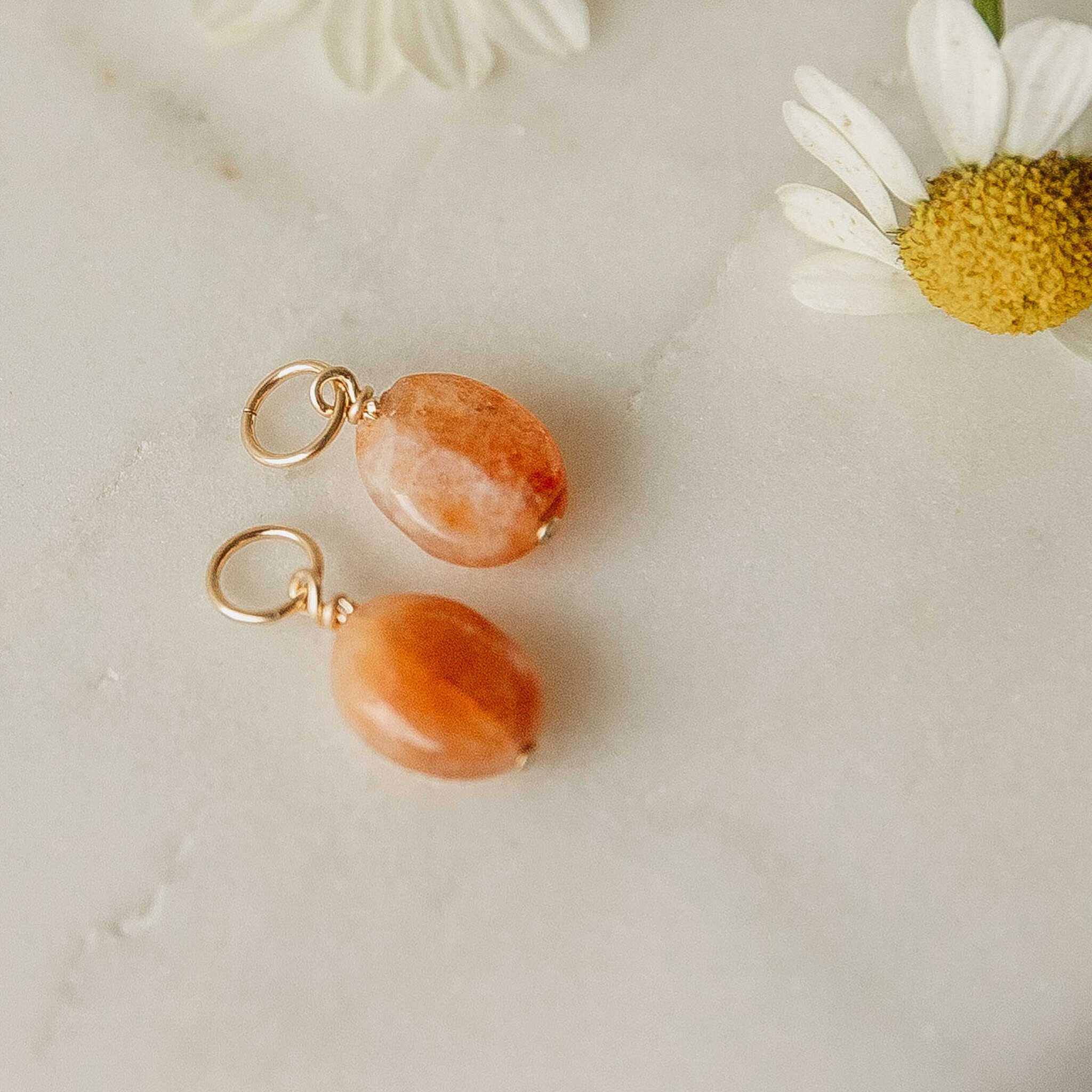 Sunstone Peach Hoop Charms