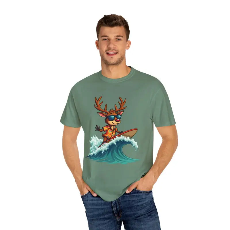 Ocean State Styles T Shirt Surfing Reindeer Gift Edition