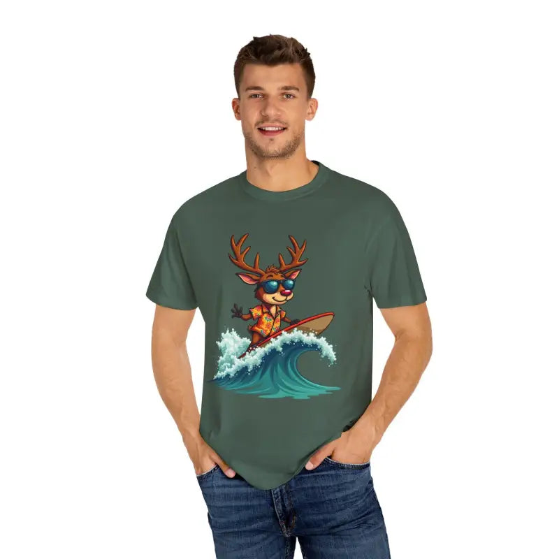 Ocean State Styles T Shirt Surfing Reindeer Gift Edition