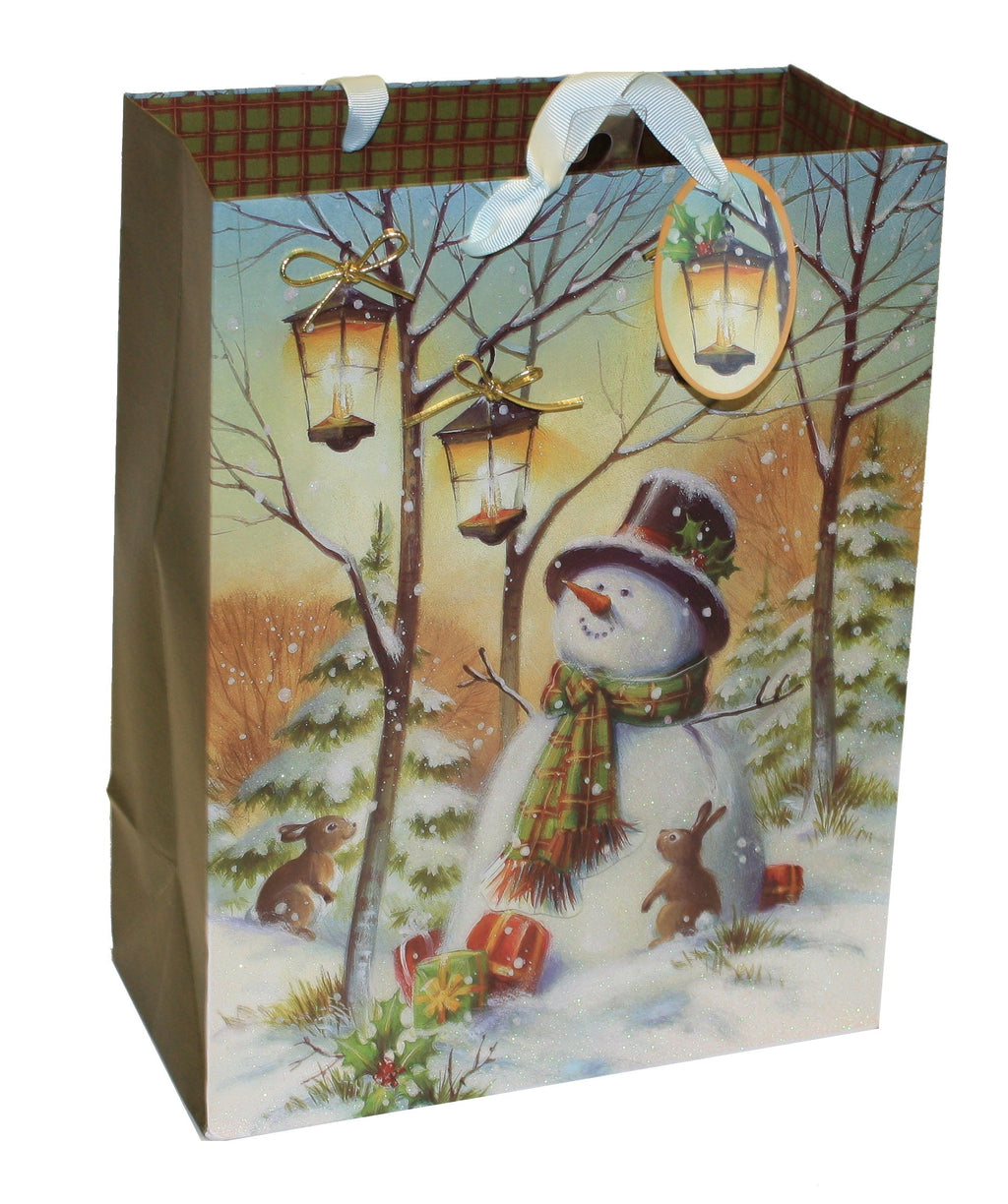 Traditional Large Handmade Gift Bags - Poinsettia
