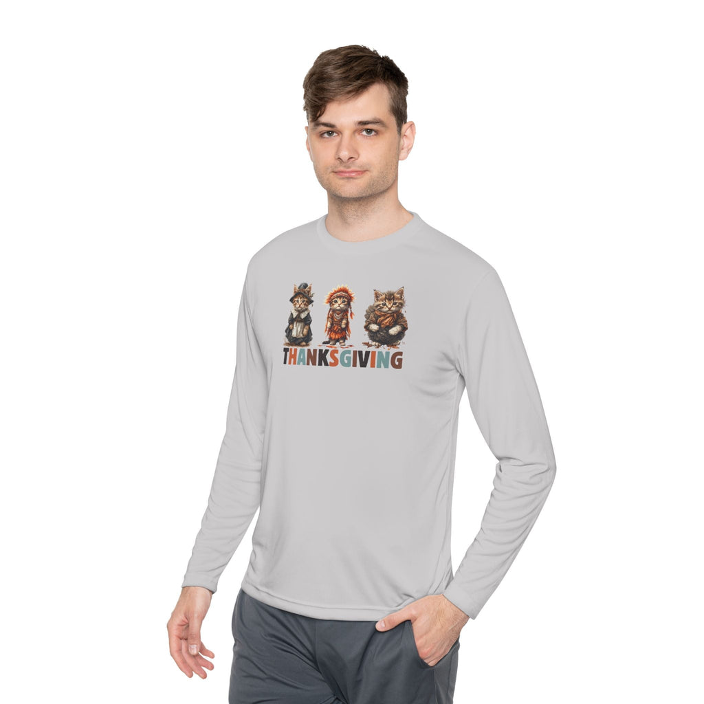 Thanksgiving Cat Themed Long Sleeve Tee for Unisex Wear