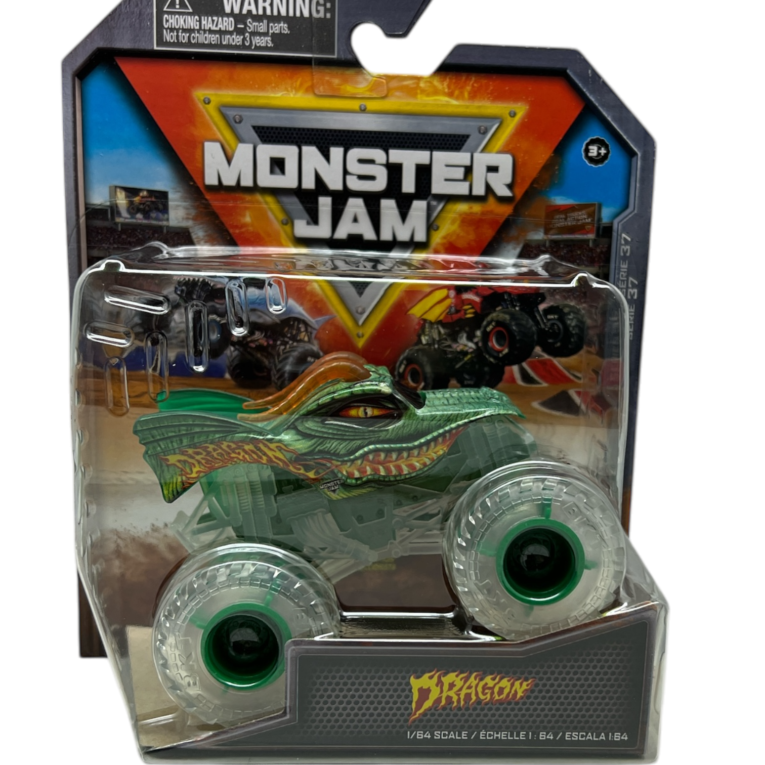 Monster Jam Official 1:64 Scale Monster Truck - Dragon with Clear Wheels