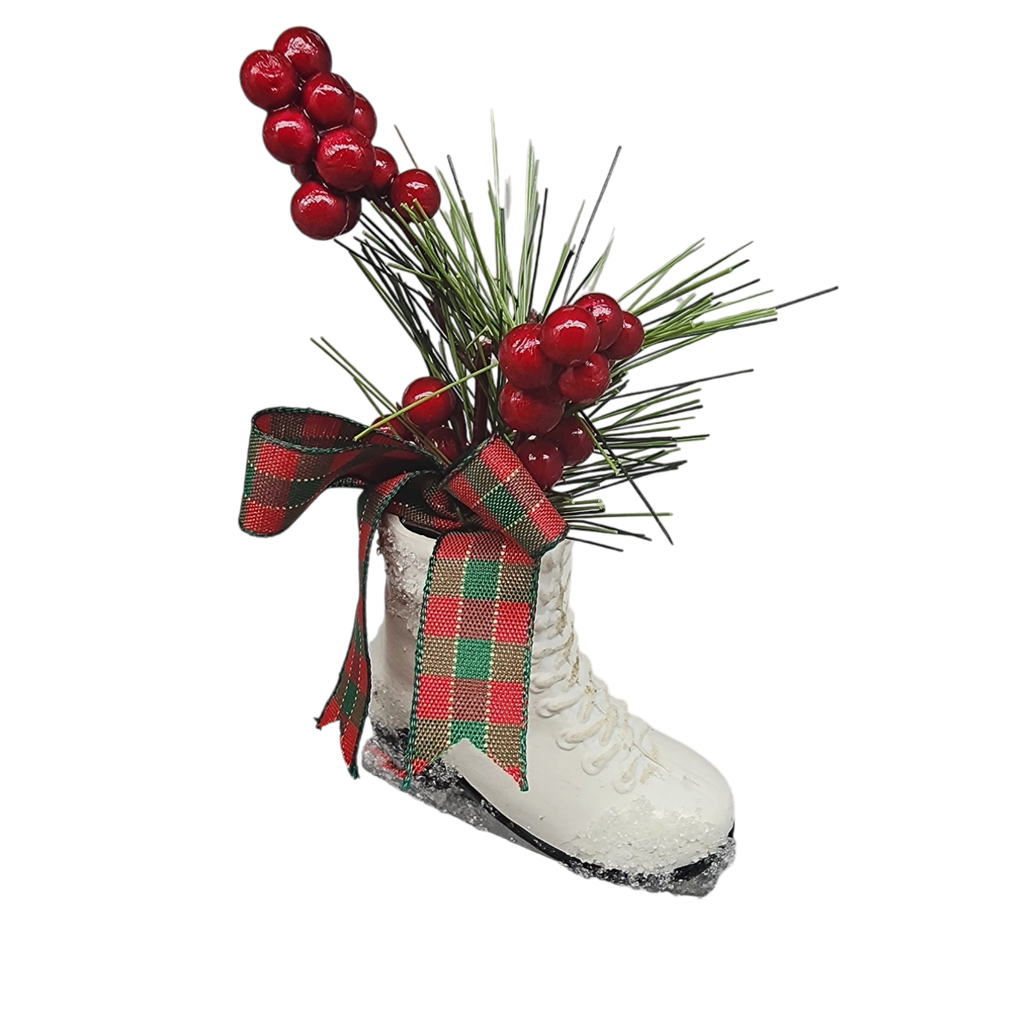 Floral Ice Skate Ornament -