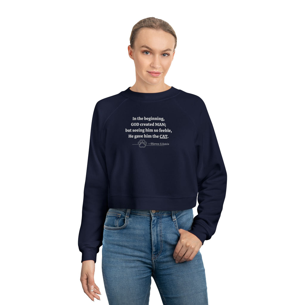 God Created Cats Trendy Cropped Fleece Pullover
