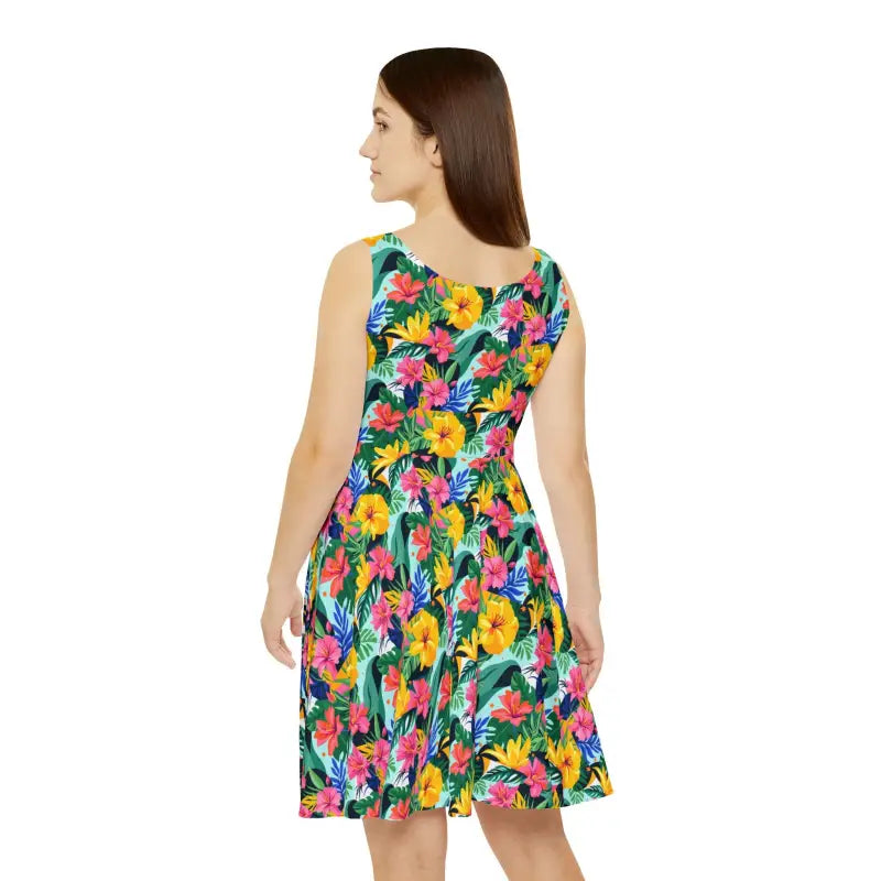Ocean State Styles Skater Dress Tropical Bloom Floral Print