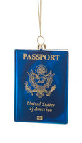 Passport Blue Glass Ornament