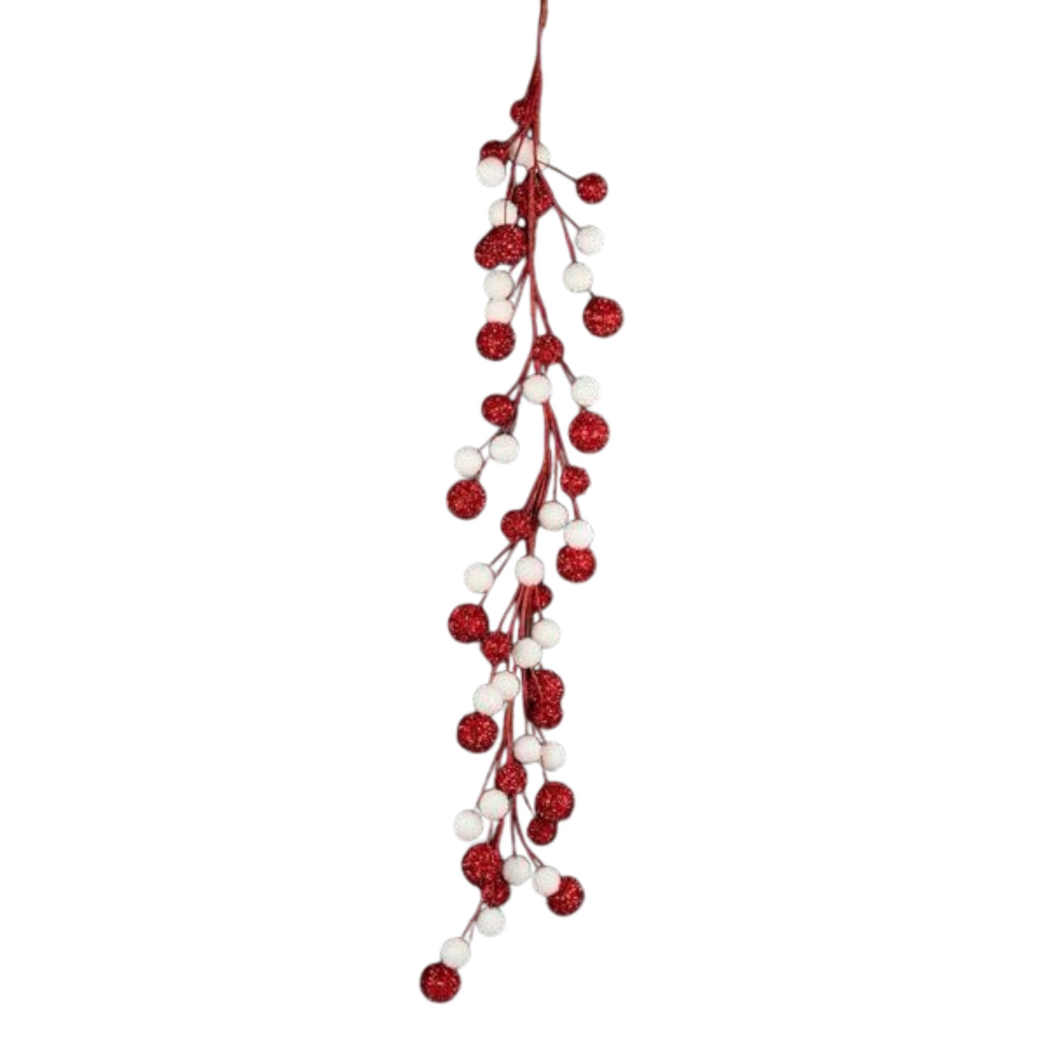 Red and White Glitter Foil Ball Garland