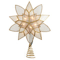 Lighted Gold Tin Double Point Capiz Star Treetop