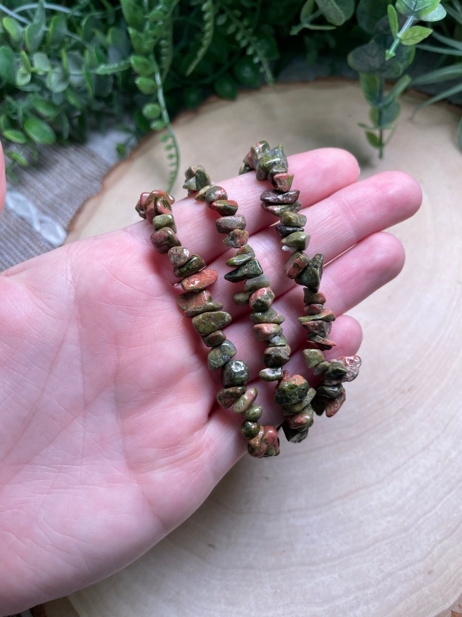 Unakite Jasper Chip Bracelet