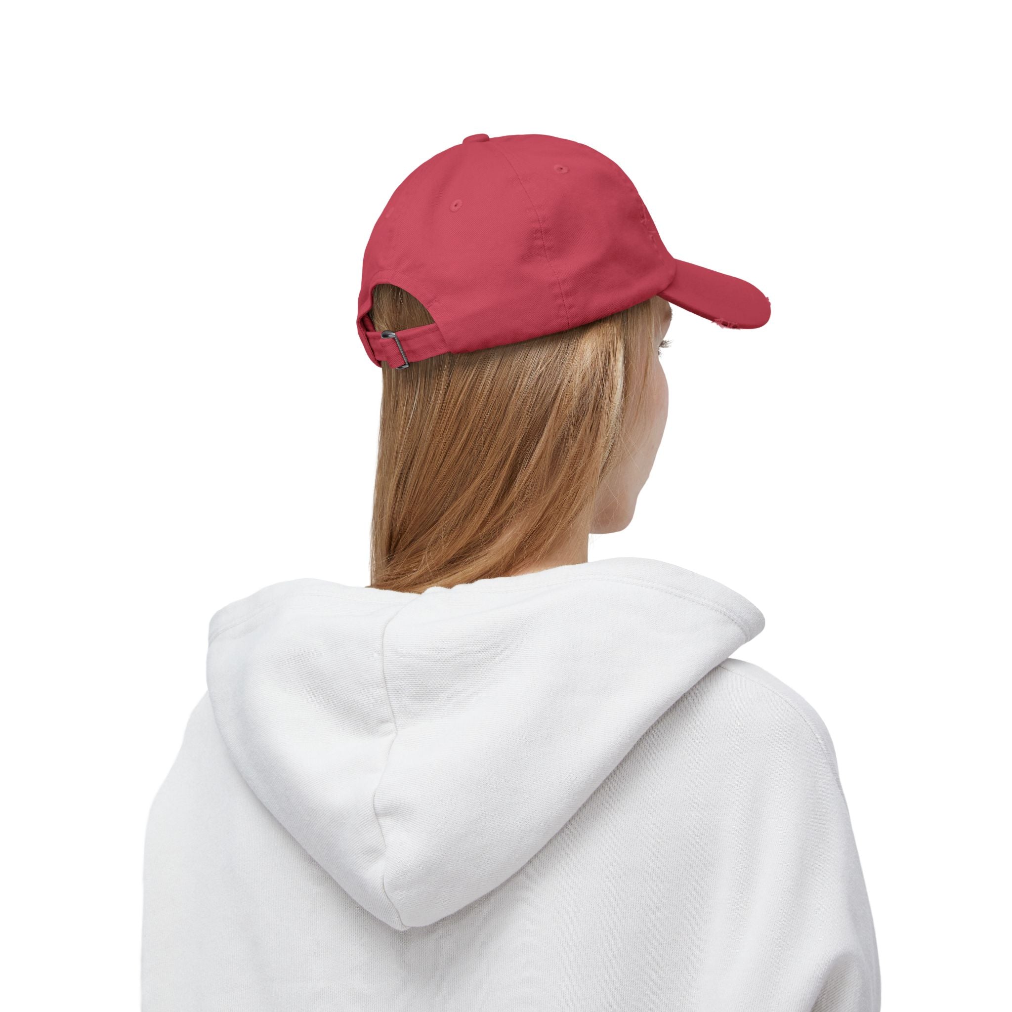 Unisex Distressed Cap - Calm Down Just a Red Hat