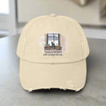 Unisex Distressed Cap - Home with One Cat Distressed Cap