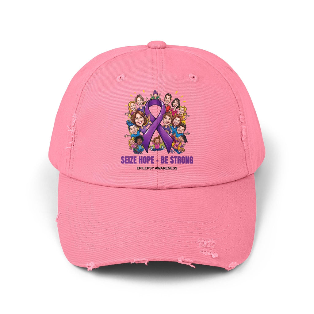 Unisex Distressed Cap - Seize Hope Be Strong - Epilepsy Awareness