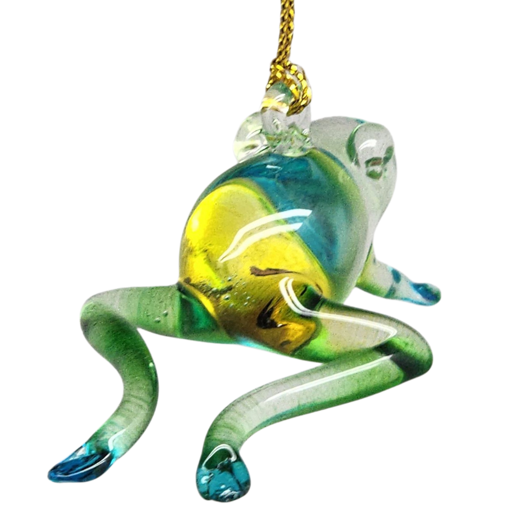 Playful Frog Glass Ornament