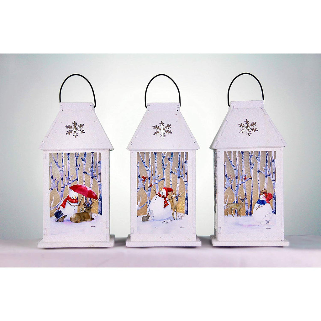 B/O Lit Lantern - Snowman