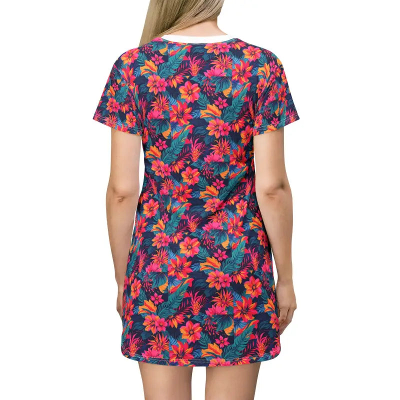 Ocean State Styles Women T Shirt Dress Floral Print Beach