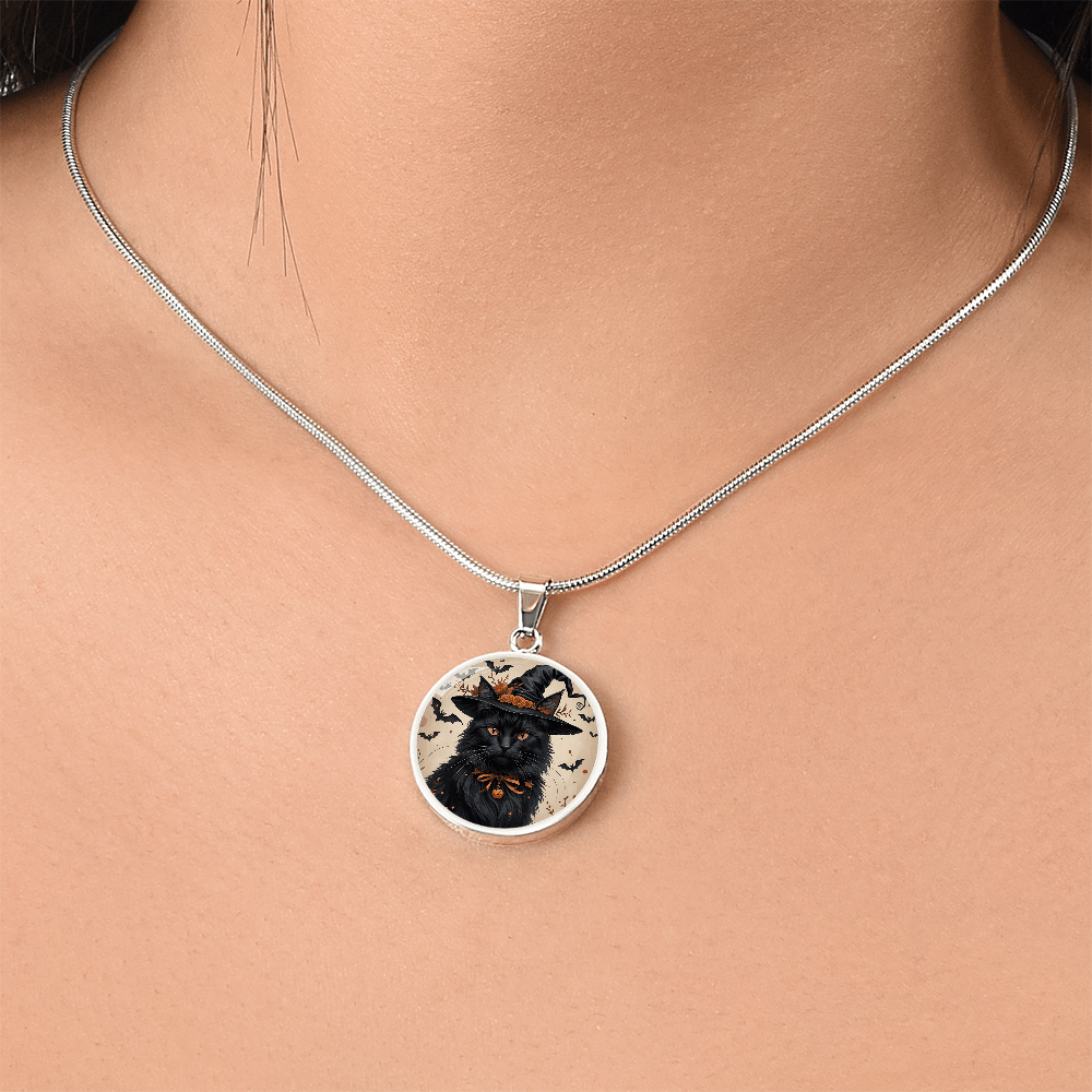Vintage Black Cat Halloween Necklace