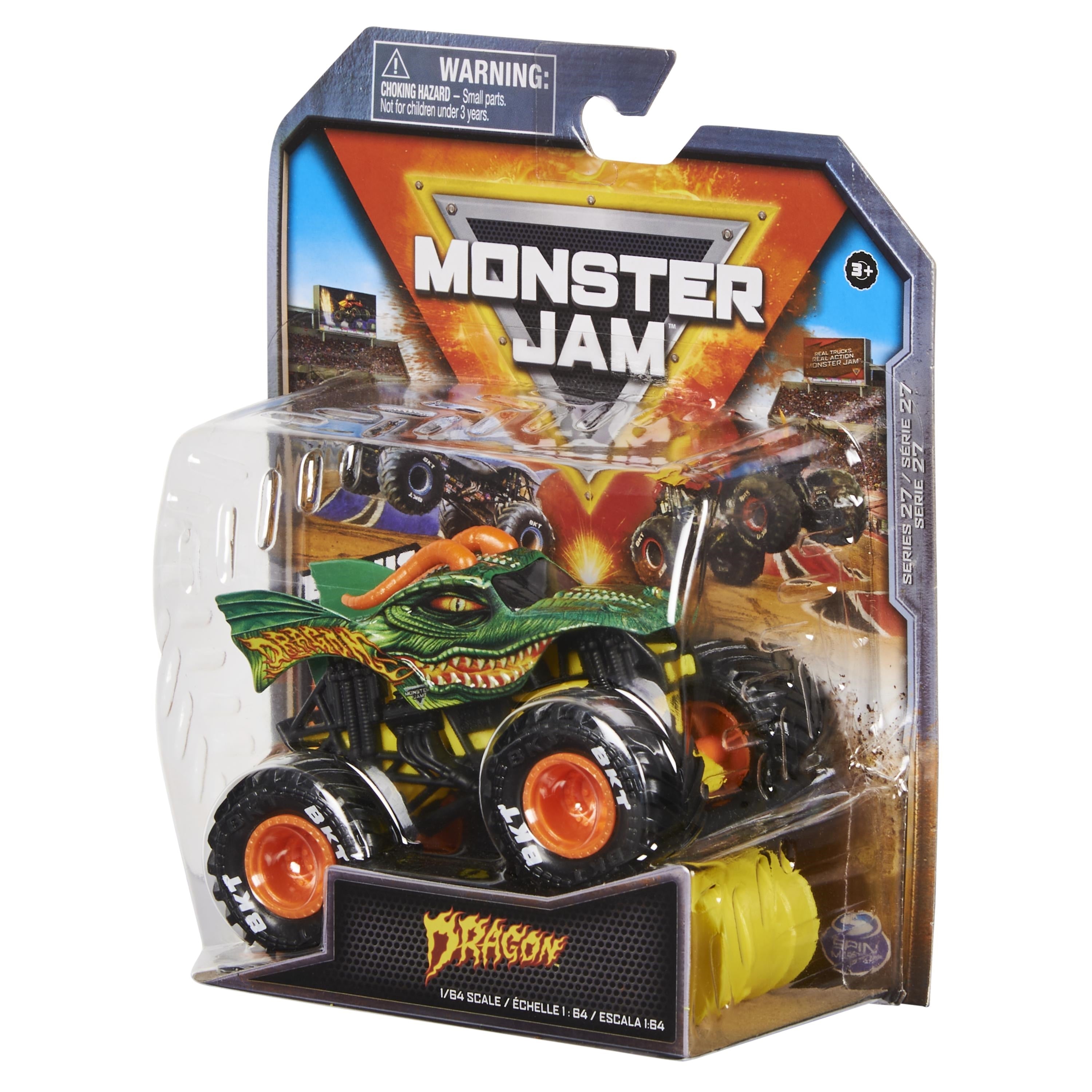 Monster Jam - 1:64 Scale Die Cast - Dragon with Orange Hubs