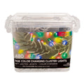 16' 480-Light Twinkle 3MM LED Color Changing Cluster Garland With Clear Wire